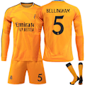 Miniatyrbilde 1 av 2: 24-25 Real Madrid Borte Fotballdrakt Lang Erme Fotballsett for Barn No.5 Bellingham 28