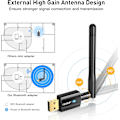 Miniatyrbillede 3 af 5: USB WiFi Bluetooth-adapter, 600 Mbps dobbeltbånd 2,4/5 GHz 2 i 1 WiFi Bluetooth 4.2-adapter trådløs netværks ekstern modtager