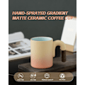 Miniatyrbillede 8 af 8: Vintage Kaffekrus - 414 ml Latte Kop med Træhåndtag til Cappuccino Latte Art Drikkevarer Elegant Keramisk Te- og Kaffekrus Sød Idé Pink