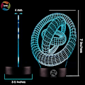 Miniatyrbild 4 av 7: 3D optisk illusionsnattlampa - 7 LED-färgförändrande lampa