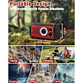 Miniatyrbild 7 av 7: Nödradio, Solradio, 37000mWh Handvevradio, NOAA AM FM Väderradio, 5 Laddningsmetoder, Polymerbatteri, Ficklampa & Läslampa, SOS-Alarm Red