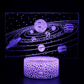 Miniatyrbild 4 av 8: 3D Illusion Solsystem Nattlampa 16 Färgbyten med Fjärrkontroll Touch Vit Sprickbas Födelsedagspresent