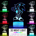 Miniatyrbild 2 av 7: 3D Illusion Sonic The Hedgehog Nattlampa, 16 Färgförändringar