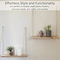 Pikkukuva 5 / 9: Riippuvat hyllyt seinälle kelluvat hyllyt, Macrame-köysi kolmiohylly, luonnonvaloinen kierrätetty puu, Boho-asuntolan olohuoneen makuuhuoneen sisustus 2 pcs