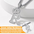 Miniatyrbilde 4 av 8: Krone Initial A-Z Halskjede, Iced Out Bokstavanheng med 22-24 Tommers Kjede, Menn Kvinner Bling Hip Hop Alfabet Navn Smykker Gave Store Initialer Halskjeder R Silver