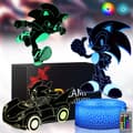3D Sonic Natlampe - 3 Mønstre 16 Farveskift Dekorationslampe