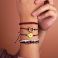 Miniatyrbillede 3 af 6: Solsikke Snorearmbånd Håndlavet Flettet Reb Charms Boho Surfer Armbånd til Kvinder Wine