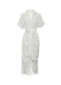 Ditsy Slips Foran Knap Op Boho Midi T-shirt Kjoler (Hvid L)