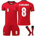 Miniatyrbillede 1 af 2: UEFA Euro 2024 Portugal Fodboldtrøjer Børns fodboldsæt No.8 B.Fernandes M