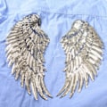 Miniatyrbillede 6 af 10: 2 stk. Englevinger Sequin Patches Sølv Stryge På Broderede Patches Dekoration til DIY Tøj Nederdel Taske Sko