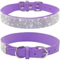 Miniatyrbillede 1 af 5: Rhinestone Hundehalsbånd, Sød Blændende Funklende Blødt Ruskind Læder Hunde Kat Rhinestone Halsbånd Krystal Diamant Kæledyr Hundehvalp Halsbånd(Lilla,XS) Purple XS