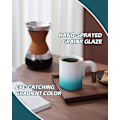 Miniatyrbillede 4 af 7: Vintage Kaffekrus - 414 ml Latte Kop med Træhåndtag til Cappuccino Latte Art Drikkevarer Elegant Keramisk Te- og Kaffekrus Sød Idé Blue and White