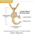 Miniatyrbilde 6 av 9: Krone Initial A-Z Halskjede, Iced Out Bokstavanheng med 22-24 Tommers Kjede, Menn Kvinner Bling Hip Hop Alfabet Navn Smykker Gave Store Initialer Halskjeder C 18K Gold