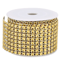 Miniatyrbillede 8 af 10: 3PCS Rhinestone Mesh Roll Shiny Diamond Wrap Ribbon Trim DIY Håndlavet DekorationGuld