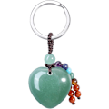 Miniatyrbilde 1 av 6: Naturlig krystallhjerte edelsten nøkkelring 7 chakra helbredende stein nøkkelring sjarm for kvinner Green Aventurine