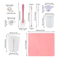 Pikkukuva 7 / 7: Silikoninen mittakuppi työkalusarja lasta sorjahanskat pipetti epoksihartsi sekoitustyökalusarja käsityökalusarja Pink 32pcs