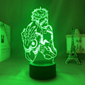 Miniatyrbillede 2 af 7: 3D Illusion Jujutsu Kaisen LED Anime Lampe 16 Farveændringer Fjernbetjening Skrivebordsnatlys (Ryomen Sukuna)