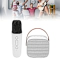Pikkukuva 1 / 10: Mini Karaoke -laitteisto, tukee Bluetooth AUX USB -muistikorttia, kannettava Bluetooth -kaiutin langattomalla mikrofonilla White