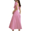Miniatyrbillede 4 af 4: Krave Hem Sexet Side Split Bobleærme Kjole (Pink XL)
