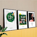 Miniatyrbild 5 av 8: Sommar Flamingos Väggkonst Canvas Tryck Affisch, Enkelt Mode Konst Ritning Dekor