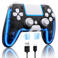 Miniatyrbild 1 av 6: Trådlös PS4-kontroll med Hall 3D-joysticks/RGB LED-lampor/programmeringsfunktion, PS4-kontroll fjärrkontroll joystick Gamepad, spelkontroll för PS4/Slim/P White