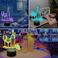 Miniatyrbilde 5 av 7: Vinflaske 3D Illusionslampe, Bardekorasjonsgaver Nattelys for Jul Ferie med Fjernkontroll 16 Farger Skiftende + 4 Skiftende Modus + Dimmefunksjon