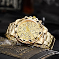 Miniatyrbillede 4 af 4: Mænds Kvartsur Fashion Rustfrit Stål Chronograph Forretningsure til Mænd Gold
