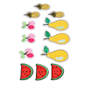Miniatyrbillede 10 af 10: 12 stk. frugt patches kirsebær ananas pære vandmelon søde mønstre levende farver stryge på patches til taske tøj sokker