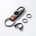 Miniatyrbillede 6 af 8: Karabinhage nøglering, nøgleringe til bilnøgle med 2 nøgleringe og anti-tabt D-ring, multifunktionelle nøgleringe til mænd og kvinder - Grå (brun læder) Grey Brown Leather