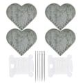 Miniatyrbilde 5 av 6: 2 sett hjerteformede stoffhjørnebokmerker DIY lærvarer symateriale Mint Green