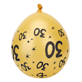 Miniatyrbild 8 av 8: 20 st latexballonger med nummer 30 mönster för födelsedagsfest bröllopsdag dekorera guld