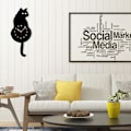 Miniatyrbild 2 av 5: Katt Pendel Väggklocka, Kattklocka med Rörlig Svans, Vardagsrum