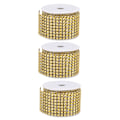 Miniatyrbillede 1 af 10: 3PCS Rhinestone Mesh Roll Shiny Diamond Wrap Ribbon Trim DIY Håndlavet DekorationGuld