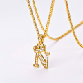 Miniatyrbillede 3 af 9: Krone Initial A-Z Halskæde, Iced Out Bogstav Vedhæng med 22-24 Tommer Kæde, Mænd Kvinder Bling Hip Hop Alfabet Navn Smykker Gave Store Initialer Halskæder N 18K Gold