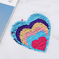 Miniatyrbilde 9 av 10: 5PCS Broderte Patch Reversible Endre Farge Paljetter Sy Stoff Klistremerke Applique Håndverk Farget Paljett Kjærlighet Hjerte