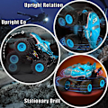 Pikkukuva 5 / 7: Kauko-ohjattava auto, 2,4 GHz:n kauko-ohjattava monster truck, RC-autot 2 akkua 60 minuuttia+, RC-temppuauton lelut valolla ja äänellä, sisä- ja ulkokäyttöön lapsille ja aikuisille Blue