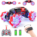 Pikkukuva 1 / 8: LED-kauko-ohjattava auto, 4WD 2,4 GHz eleohjauksella varustettu stunt-auto, kaksisuuntainen 360° pyörivä muuntautuva maastoauto valolla, leluautot pojille ja tytöille Red