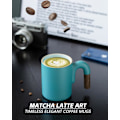 Miniatyrbillede 2 af 8: Vintage Kaffekrus - 414 ml Latte Kop med Træhåndtag til Cappuccino Latte Art Drikkevarer Elegant Keramisk Te- og Kaffekrus Sød Idé Blue