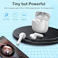 Pikkukuva 7 / 11: Langattomat nappikuulokkeet, Bluetooth 5.3 -kuulokkeet korvan sisään melunvaimennusmikrofonilla, nappikuulokkeet Stereo Bass, IP7 vedenpitävät urheilukuulokkeet, 32 tunnin toistoaika USB C White