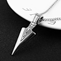 Miniatyrbillede 2 af 7: Herre Arrowhead Arrow rustfrit stål vedhæng halskæde med stål hvede kæde Silver
