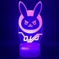 Miniatyrbild 3 av 4: Overwatches OW spelfigur Dva lampa 3D Illusion nattlampa,