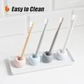 Miniatyrbild 6 av 7: Smidig minitandborsthållare i keramik för badrumsskivor, vit, 2-pack 2White