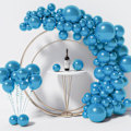 Miniatyrbillede 1 af 7: 130 stk. metalliske blå balloner i forskellige størrelser 18\" 12\" 10\" 5\" ballonbue guirlande sæt perfekt til fødselsdag, dimission, babyshower, bryllup, ferie Metallic Blue
