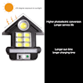 Miniatyrbilde 5 av 6: Solcelledrevet gatelykt i husform ABS LED bevegelsessensor solcellevegglampe med fjernkontroll for utendørs gårdsplass