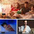 Miniatyrbillede 6 af 6: Børnenatlys med dinosaurmotiv, 3D-illusion natlampe, USB LED bordlampe med smart berøringsdæmper, 7 farveskiftende lys, værelsesdekoration, gaver til børn