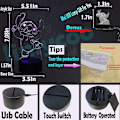 Miniatyrbilde 3 av 8: Lilo og Stitch Lampe for Soverom 3D Visuell Tegneserie LED Nattelys 7 Farger USB Berøringsfjernkontroll Endre Romdekorasjon Bord Stemnings Lava Baby Sove Lys