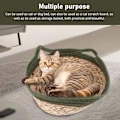 Miniatyrbild 3 av 7: Halm kattbo, handvävd andningsbar mjuk kattbädd rund reptålig kattbo för fyra säsonger grön och halmkorg L