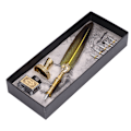 Miniatyrbillede 2 af 10: Fjerpen Flydende behagelig skrivning Vintage Elegance udsøgt håndværk Quill Feather Pen til gaver KalligrafiGul