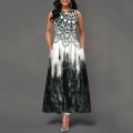 Pikkukuva 3 / 3: Vapaa Vintage Boho Pitkä Rantamekko Taskuilla (Vihreä L)