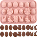 Miniatyrbild 1 av 5: 1 Stycken Påsk Silikon Chokladformar 18 Håligheter Ägg, Kanin, Kaninhuvud, Korgformer Form för DIY Choklad, Godis, Gelé